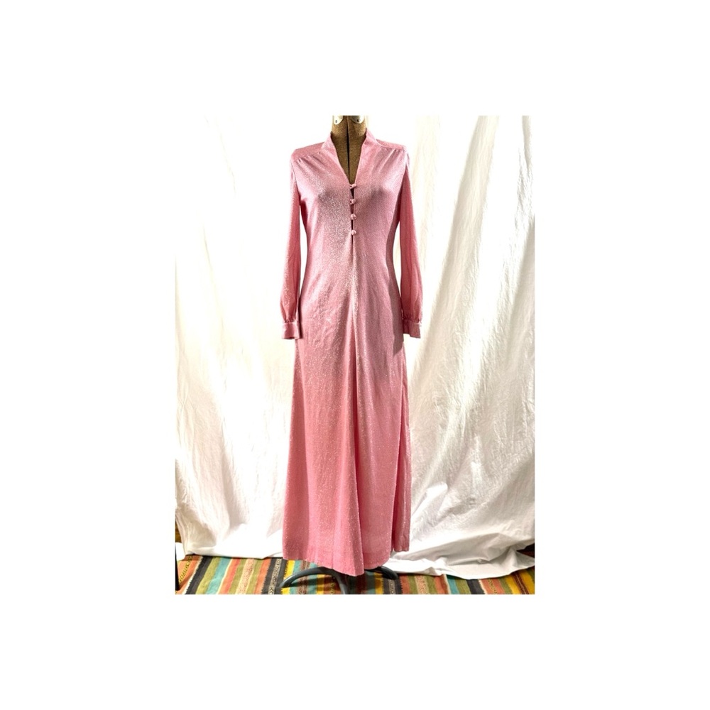 Vintage Pink and Silver Glitter Maxi Dress